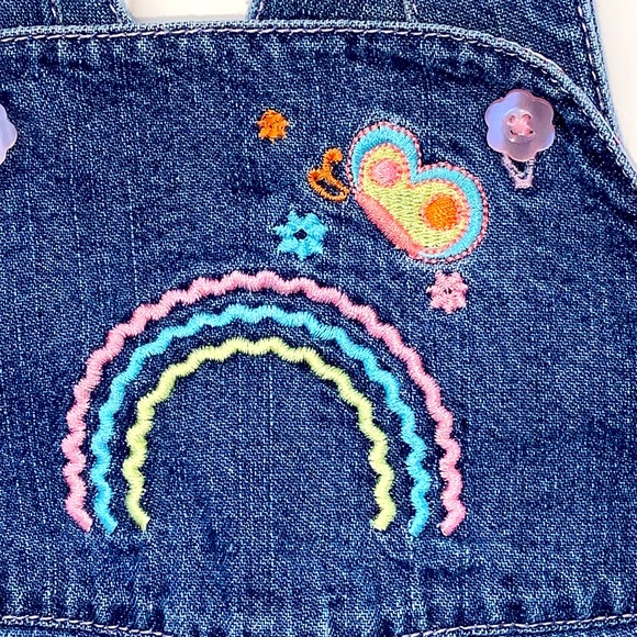 TKS Embroidered Denim Bib Overall Jean Shorts 3-6M - Picture 4 of 11